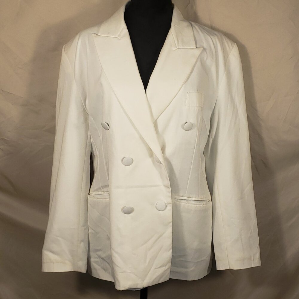 Magnum Mode Paris Women's White Double-Breasted Blazer 44